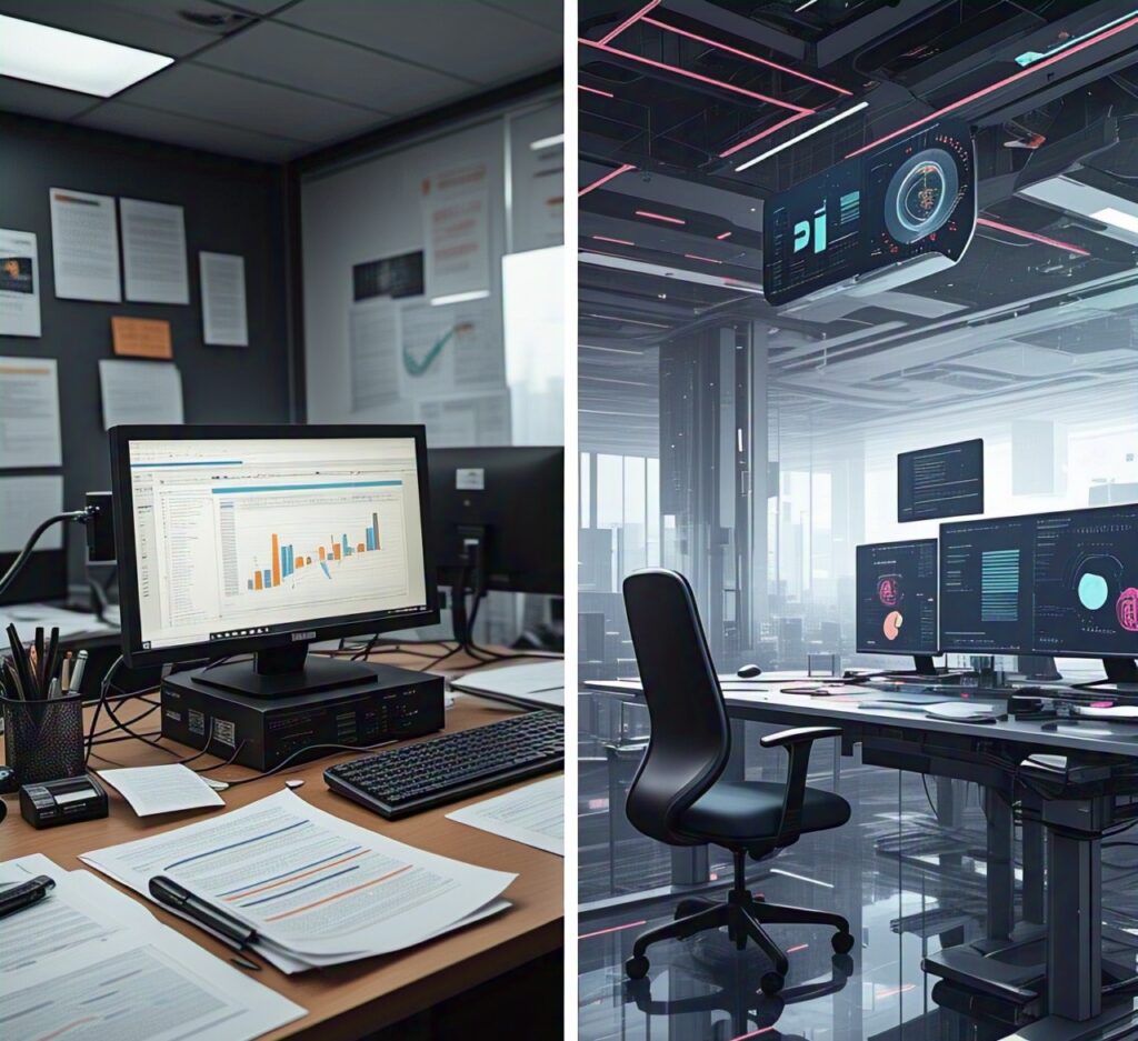 comparison of manual workflow vs AI-powered automation using GPT-4.