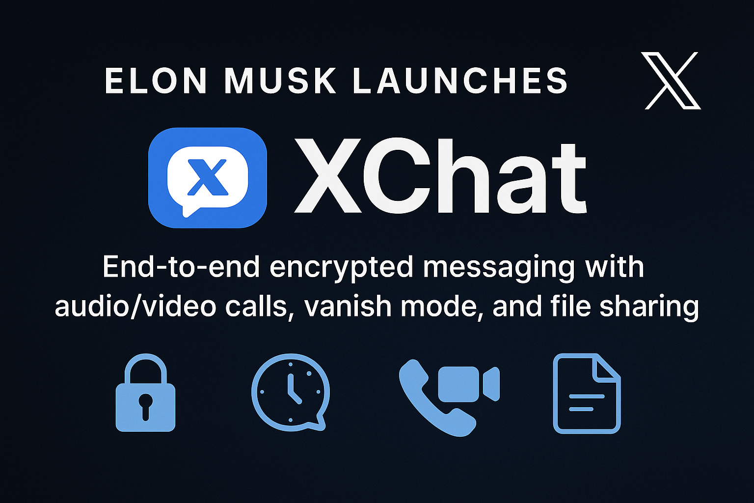Elon Musk's XChat interface with encryption and X logo