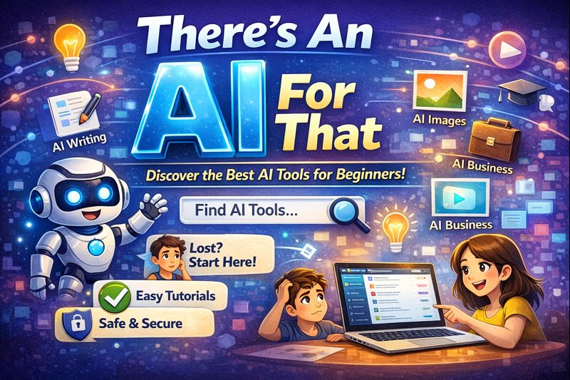 There’s An AI For That website showing beginners how to discover AI tools for writing, images, and business
